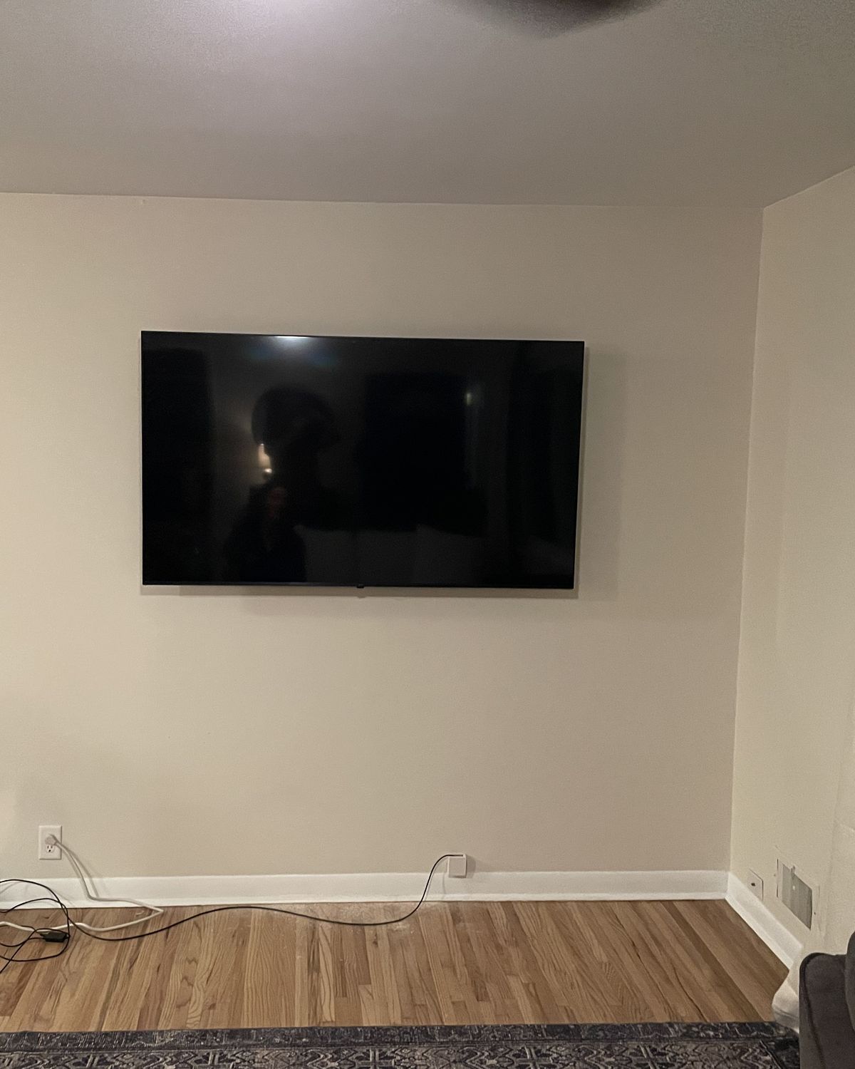 Finished living room TV mount